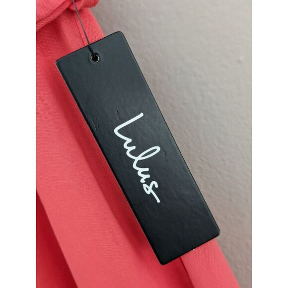 Lulus Capri Coast Coral Pink Button-Front Midi Dress Size‎ 6 NWT - Picture 5 of 7